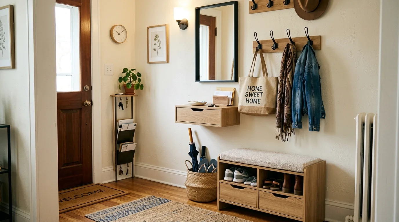 Let greenery or branches add life to the entrance inspiration for an entryway.